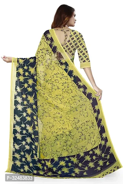 Stylish Green Georgette Printed Saree with Blouse piece For Women-thumb2