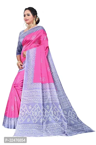 Beautiful Pink Art Silk Digital Print Saree With Blouse Piece For Women-thumb4