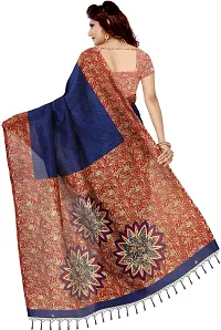 Elegant Blue Silk Blend Saree with Blouse piece For Women-thumb2