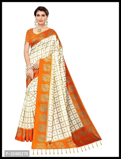 Elegant Art Silk Checked Saree with Blouse piece For Women