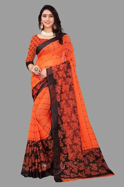 New In Polycotton Saree without Blouse piece 