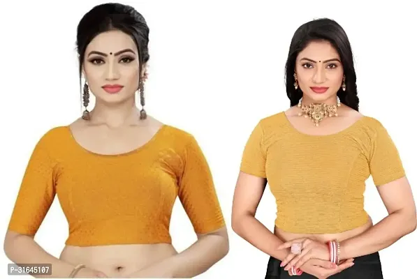 Reliable Yellow Lycra Blend Stitched Blouses For Women Pack Of 2