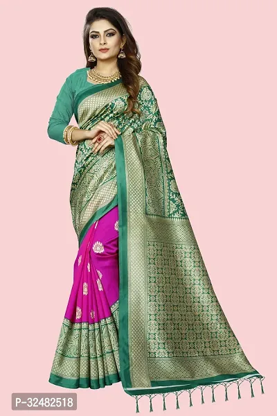 Stylish Multicoloured Art Silk Self Design Saree with Blouse piece For Women-thumb0