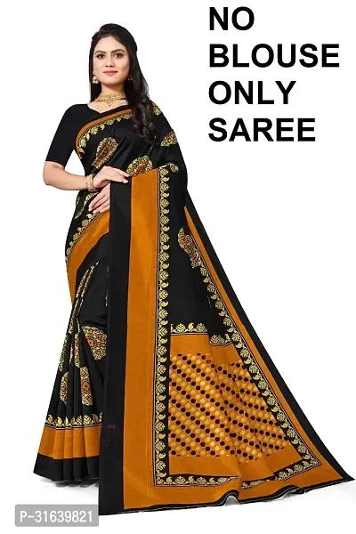 Elegant Black Art Silk Saree without Blouse piece For Women-thumb0