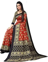 Stylish Red Silk Blend Printed Saree with Blouse piece For Women-thumb4