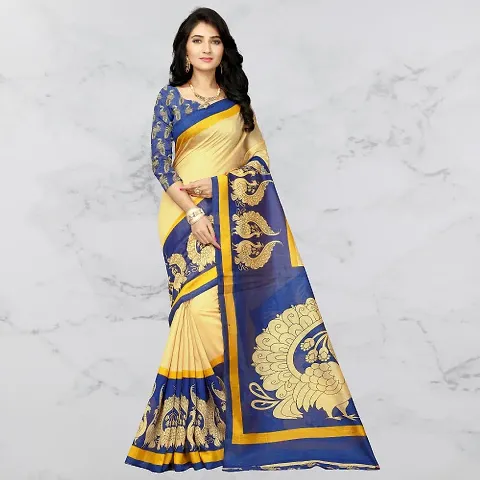 New In Art Silk Saree with Blouse piece 