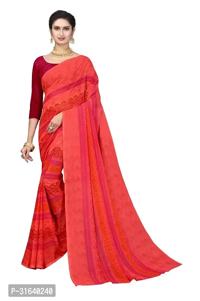 Elegant Pink Georgette Saree without Blouse piece For Women