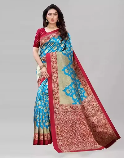 Beautiful Silk Blend Saree with Blouse piece For Women