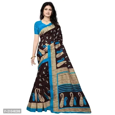 Elegant Coffee Art Silk Saree without Blouse piece For Women-thumb0