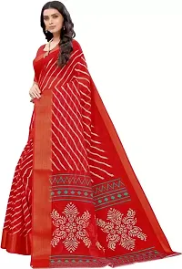 Beautiful Red Cotton Silk Striped Saree With Blouse Piece For Women-thumb2