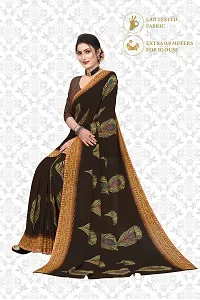 Elegant Brown Georgette Saree with Blouse piece For Women-thumb2