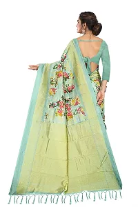 Beautiful Silk Blend Green Printed  Saree with Blouse piece For Women-thumb2