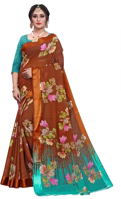 Trending Cotton Blend Saree with Blouse piece 