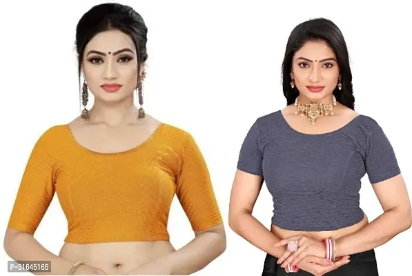 Reliable Multicoloured Lycra Blend Stitched Blouses For Women Pack Of 2