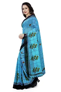 Beautiful Blue Georgette Printed Saree With Blouse Piece For Women-thumb4