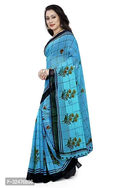 Beautiful Blue Georgette Printed Saree With Blouse Piece For Women-thumb5