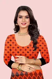 Stylish Orange Georgette Printed Saree with Blouse piece For Women-thumb1