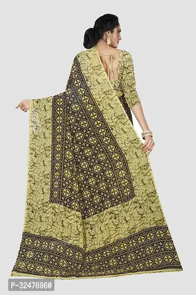 Beautiful Green Georgette Printed Saree With Blouse Piece For Women-thumb2