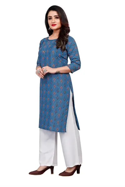 Stylish Crepe Printed Straight Kurtis