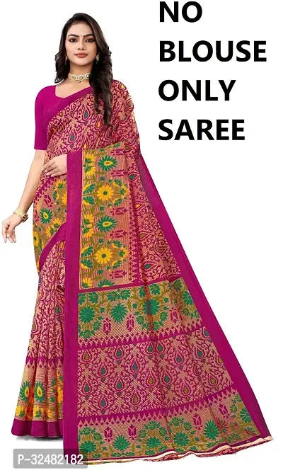 Elegant Pink Art Silk Saree with Blouse piece For Women