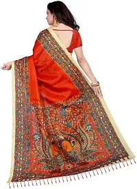 Elegant Orange Silk Blend Saree with Blouse piece For Women-thumb2