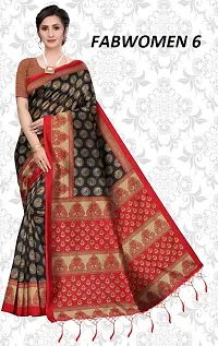 Beautiful Art Silk Maroon Printed  Saree with Blouse piece For Women-thumb1