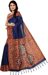 Elegant Blue Silk Blend Saree with Blouse piece For Women-thumb3