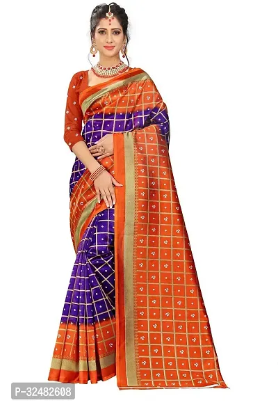 Stylish Multicoloured Art Silk Printed Saree with Blouse piece For Women