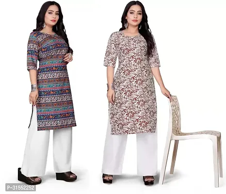 Stylish Crepe Stitched Kurta For Women Pack Of 2