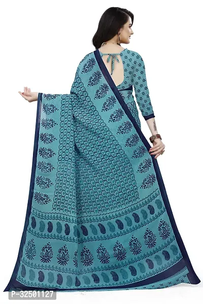 Stylish Blue Georgette Printed Saree with Blouse piece For Women-thumb2