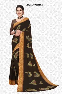 Elegant Brown Georgette Saree with Blouse piece For Women-thumb3