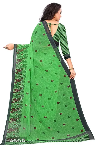 Elegant Georgette Printed Saree with Blouse piece For Women-thumb2