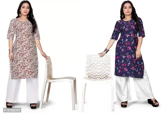 Stylish Crepe Stitched Kurta For Women Pack Of 2-thumb0