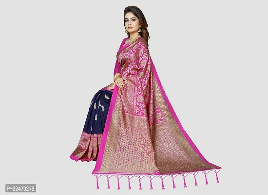 Beautiful Pink Art Silk Woven Design Saree With Blouse Piece For Women-thumb5