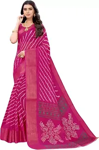 Beautiful Pink Cotton Silk Striped Saree With Blouse Piece For Women-thumb4