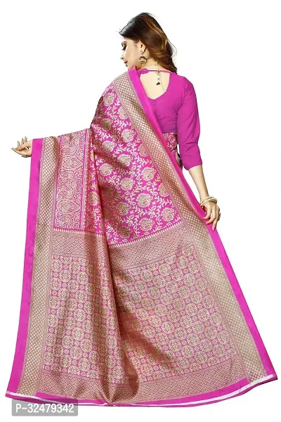 Beautiful Pink Art Silk Woven Design Saree With Blouse Piece For Women-thumb3