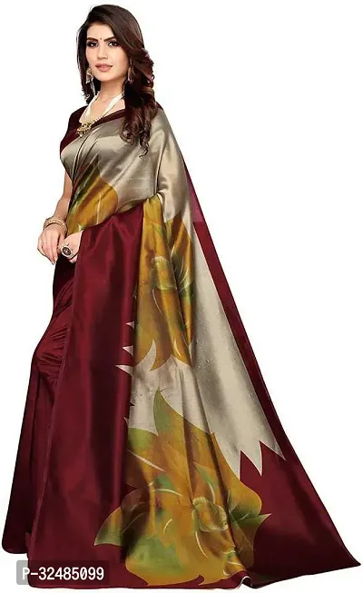 Elegant Art Silk Printed Saree with Blouse piece For Women-thumb5