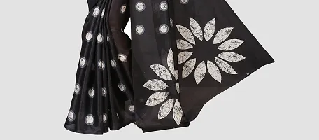 Beautiful Black Art Silk Printed Saree With Blouse Piece For Women-thumb4