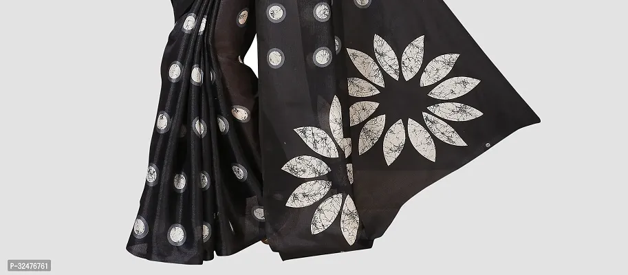 Beautiful Black Art Silk Printed Saree With Blouse Piece For Women-thumb5