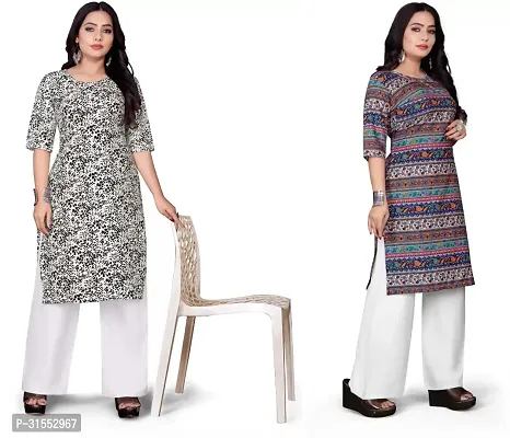 Stylish Crepe Stitched Kurta For Women Pack Of 2-thumb0