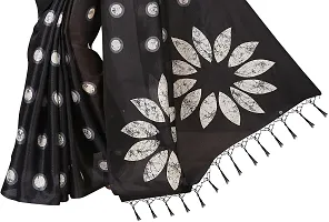 Beautiful Black Art Silk Printed Saree With Blouse Piece For Women-thumb3