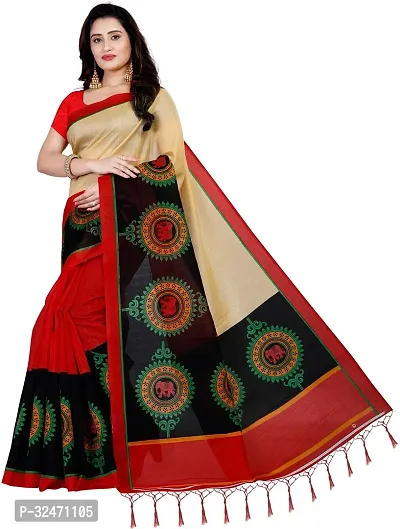 Stylist Cotton Blend Saree With Blouse Piece For Women