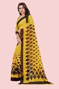 Stylish Yellow Georgette Printed Saree with Blouse piece For Women-thumb3