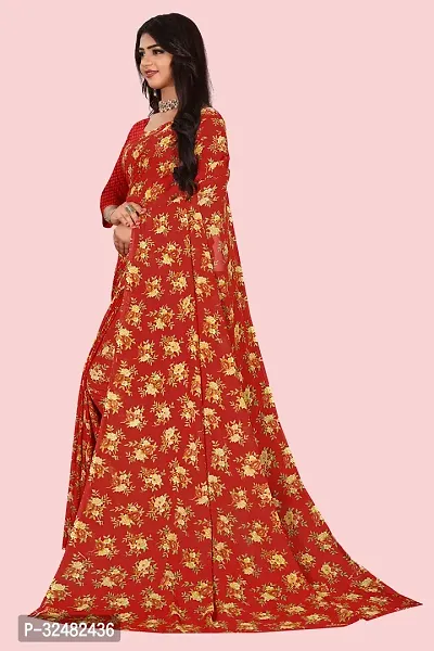 Stylish Red Georgette Printed Saree with Blouse piece For Women-thumb4