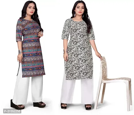 Stylish Crepe Stitched Kurta For Women Pack Of 2-thumb0