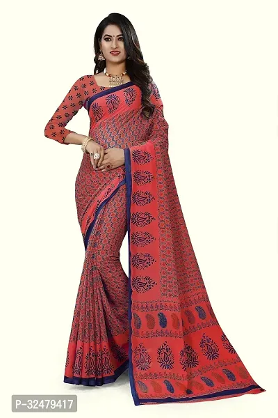 Beautiful Multicoloured Georgette Printed Saree With Blouse Piece For Women-thumb0