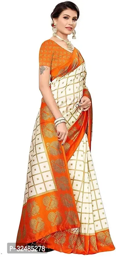 Elegant Art Silk Checked Saree with Blouse piece For Women-thumb3