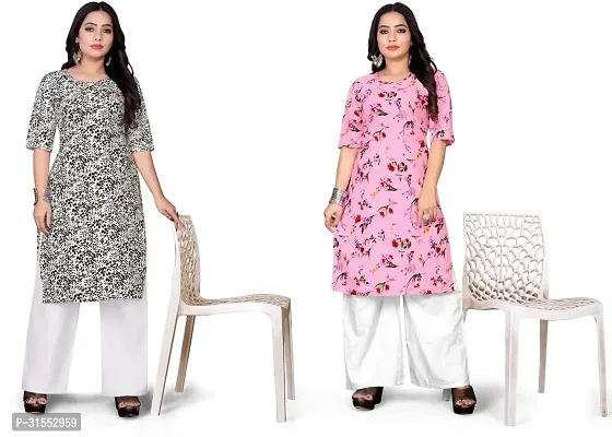 Stylish Crepe Stitched Kurta For Women Pack Of 2