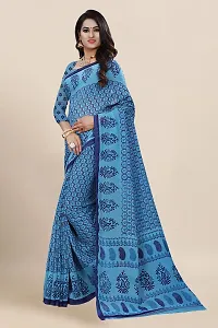 Beautiful Blue Georgette Printed Saree With Blouse Piece For Women-thumb3