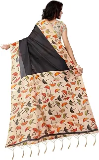 Elegant Silk Blend Printed Saree with Blouse piece For Women-thumb1